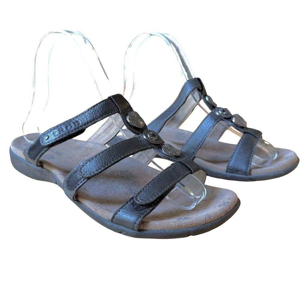 Taos Prize 4 Slide Sandals Slip On Slides Black Leather Comfort Shoes Summer 7